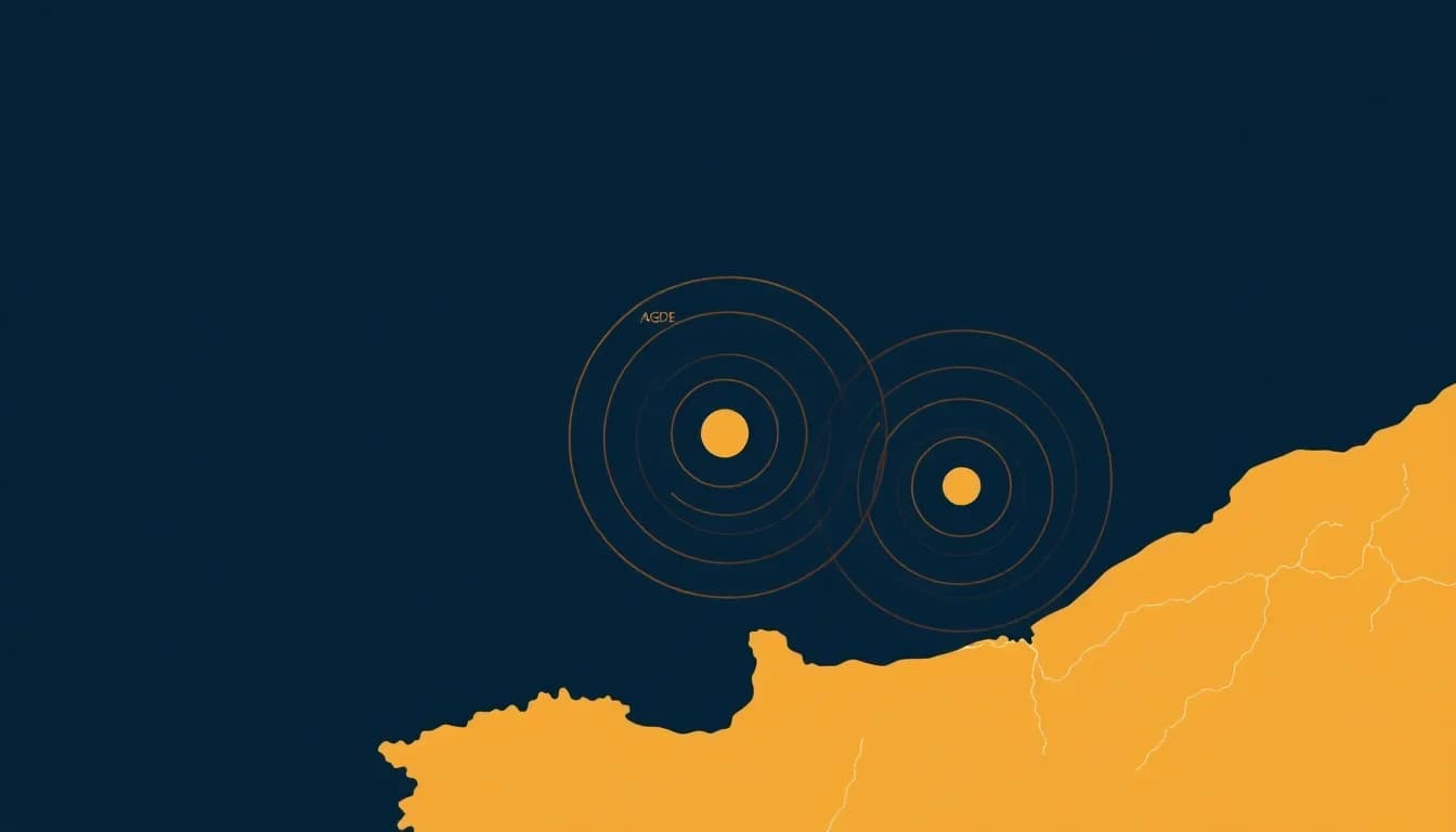 Stylised map of the radio coverage area along the Mediterranean coast