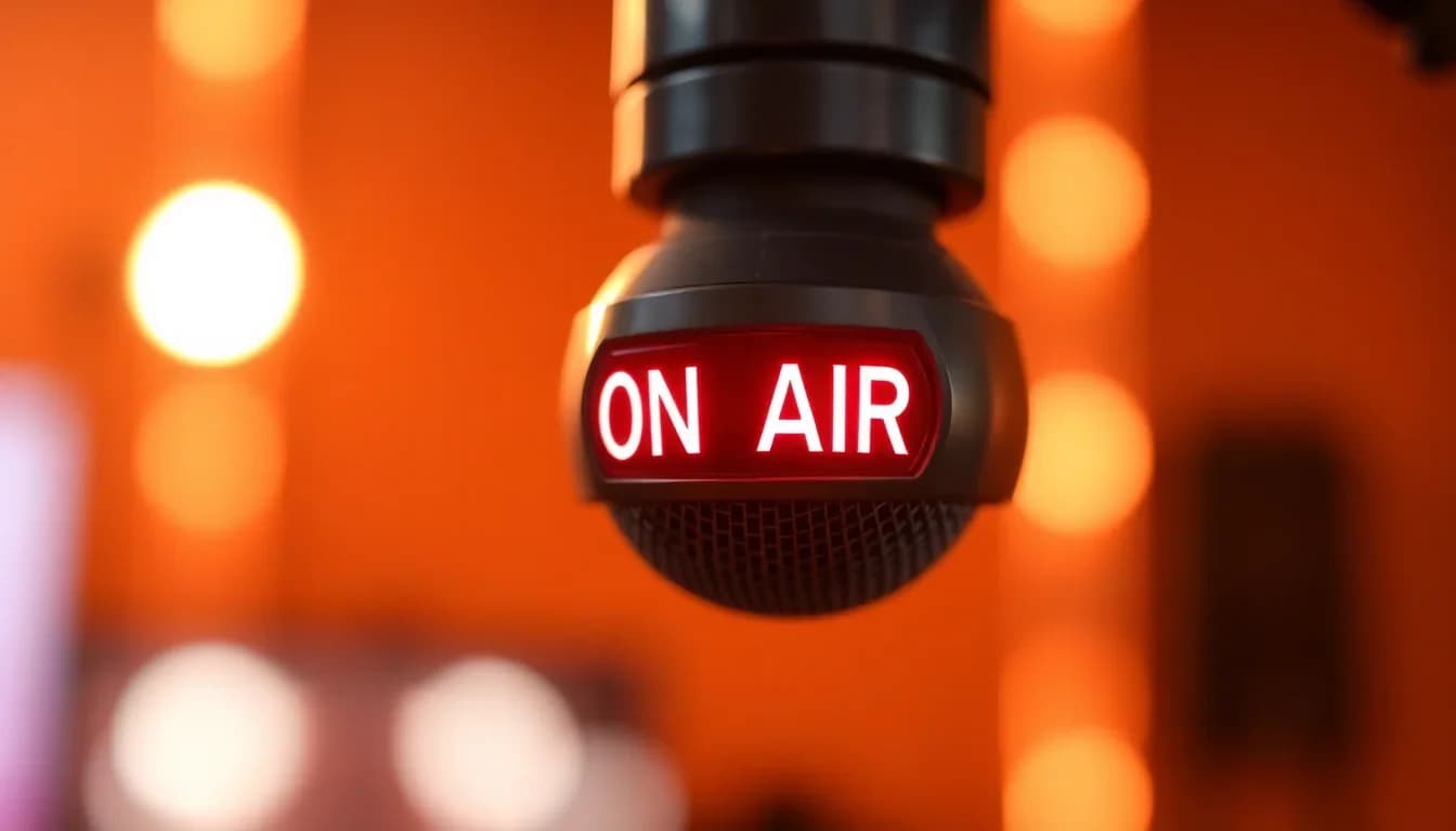 Radio microphone with ON AIR light on