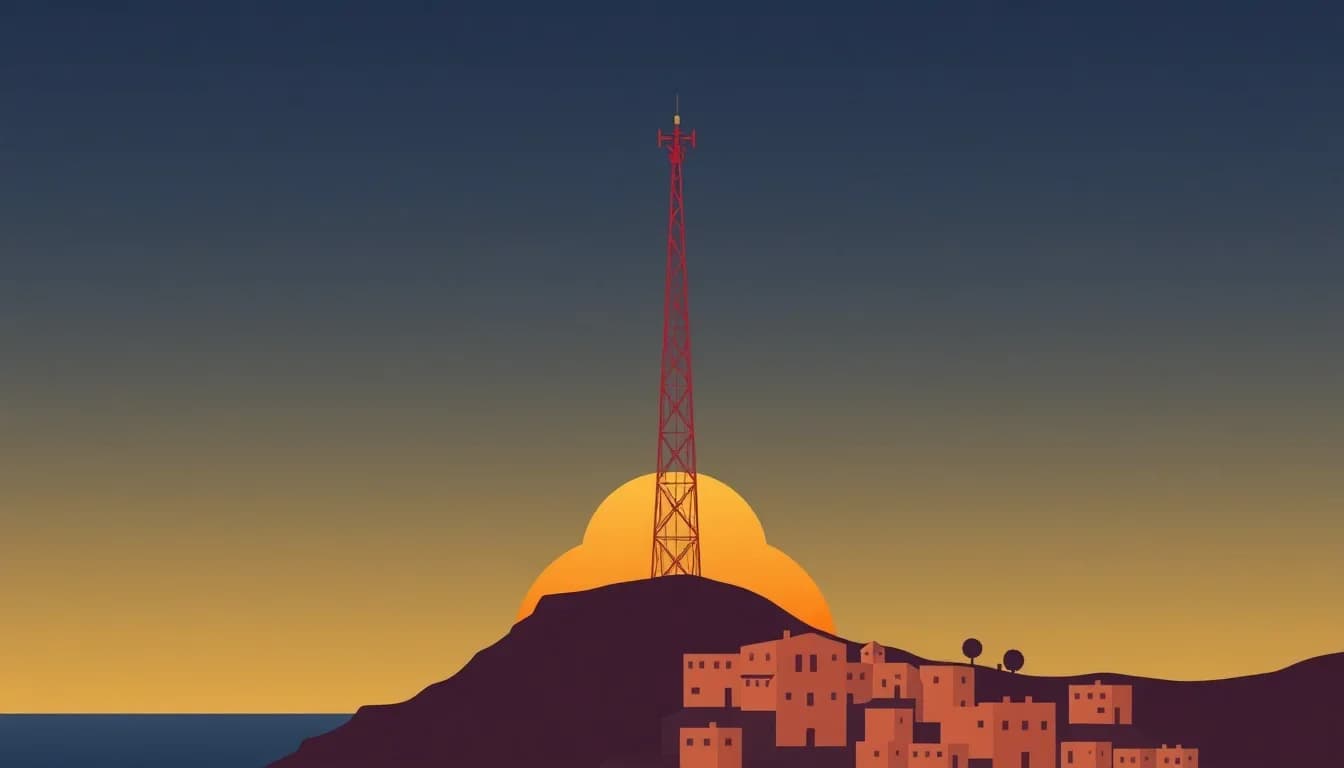 Stylised radio waves over the coastline
