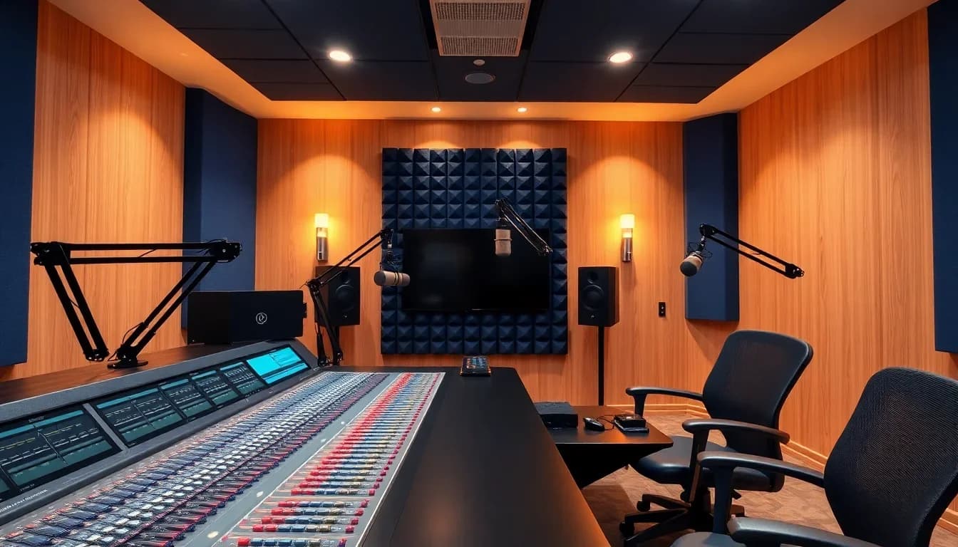 Illustration of a modern radio studio