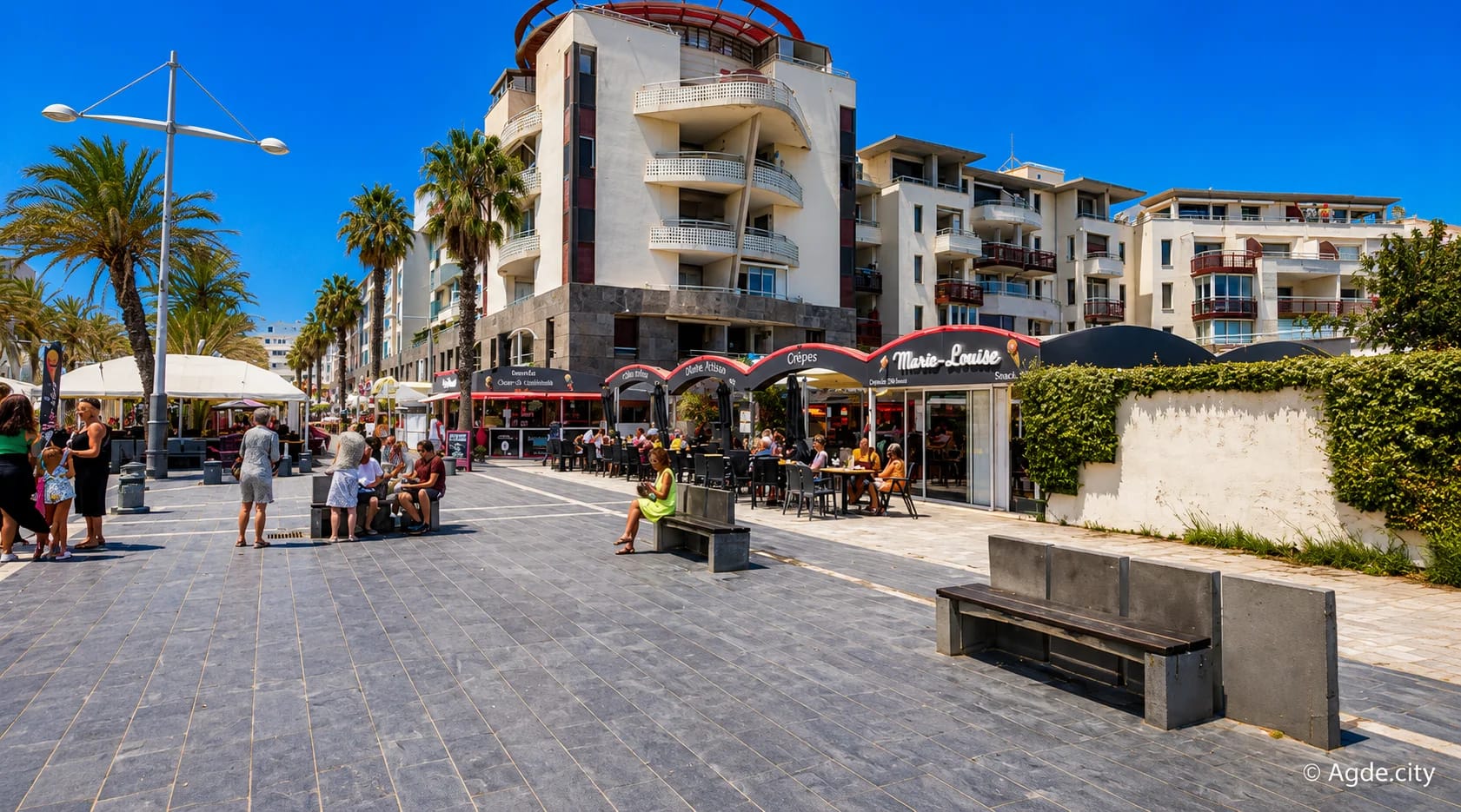 Mail de Rochelongue, promenade Cap d'Agde